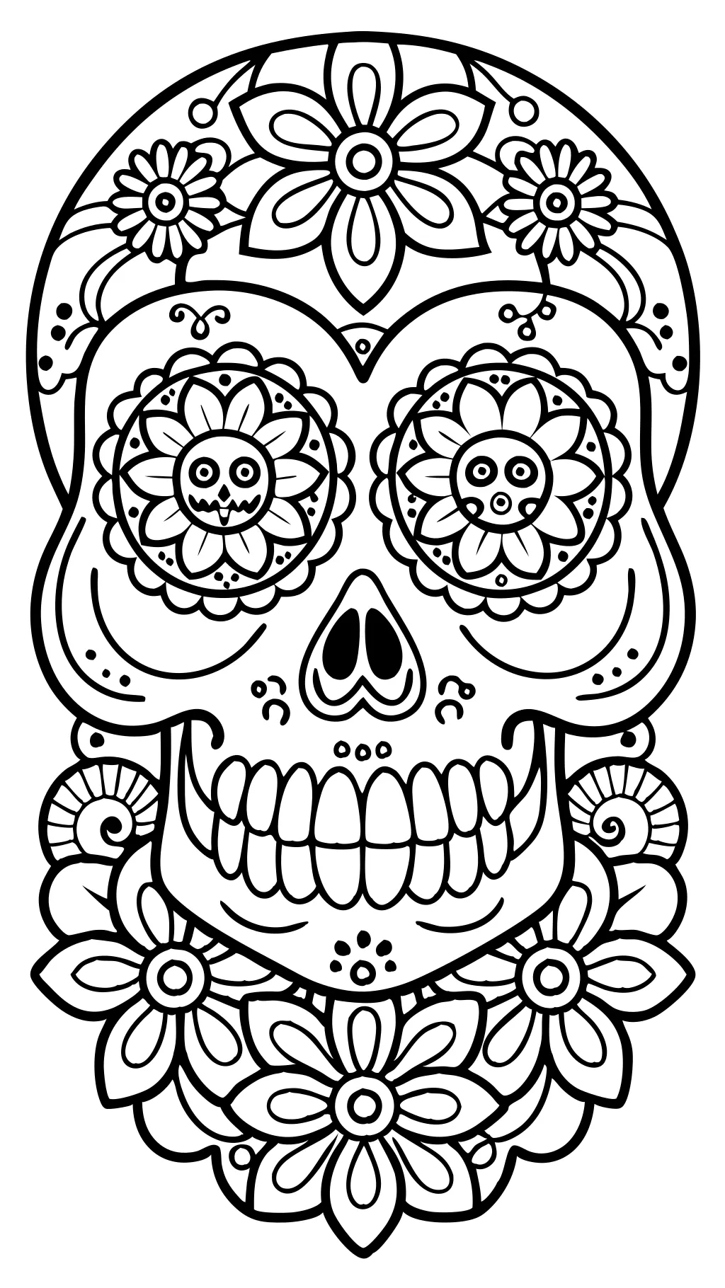 Páginas para colorear para adultos Calaveras de azúcar